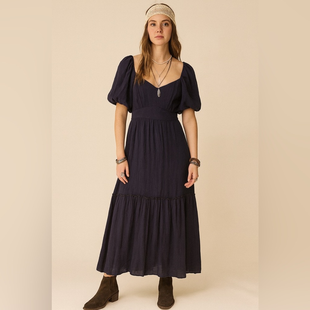 Altar'd State | Navyā Blue Maxi Dress | Open Shoulder Design | Small